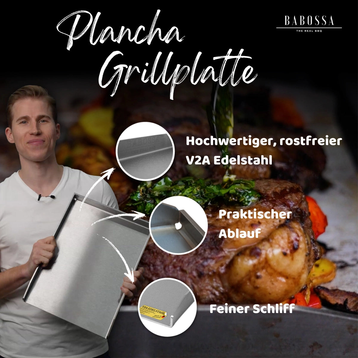 Babossa Plancha für Rösle Blazeflame | 33 x47,6 cm