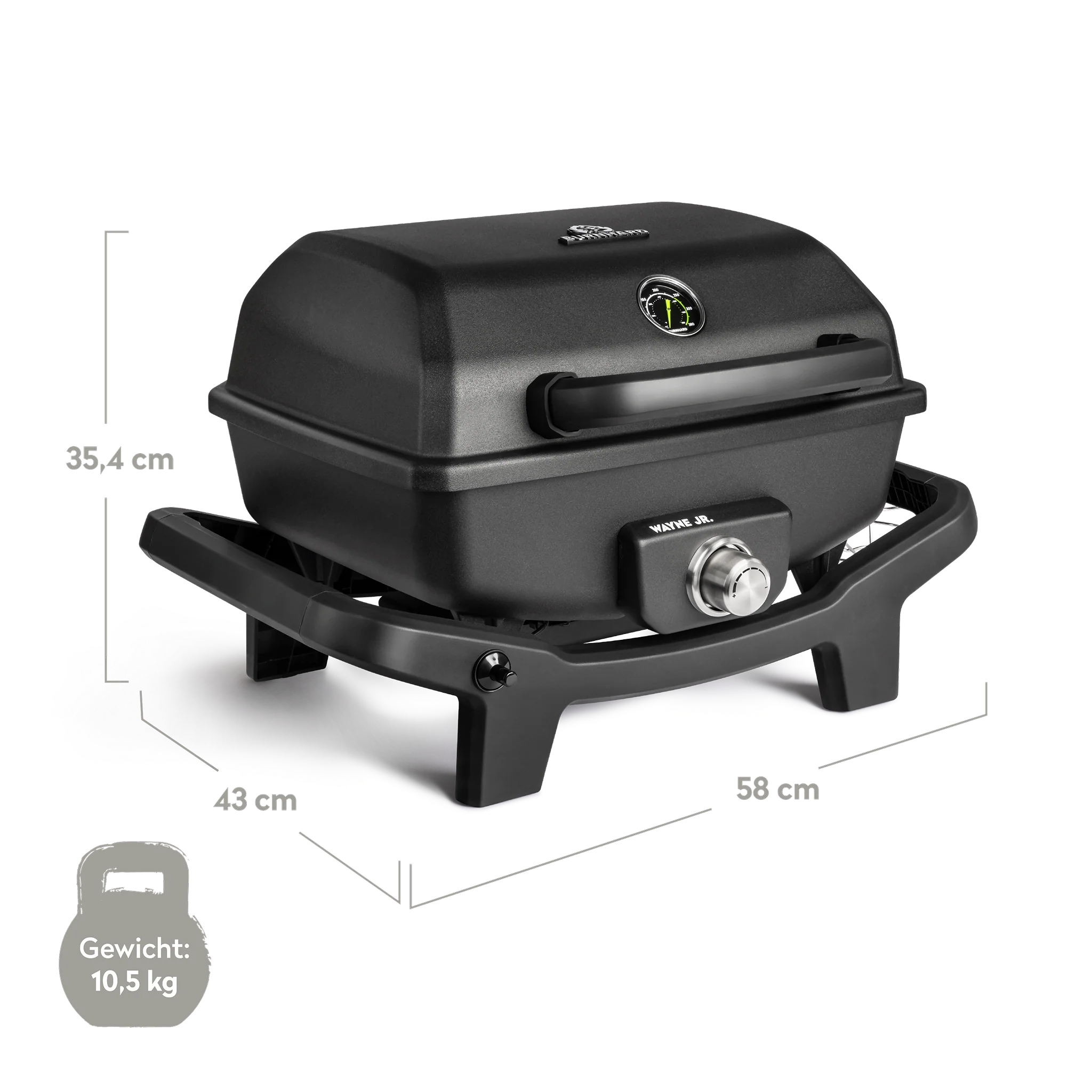 Burnhard WAYNE Jr. Balkongrill 1-Brenner inkl. Gasflaschen Adapter