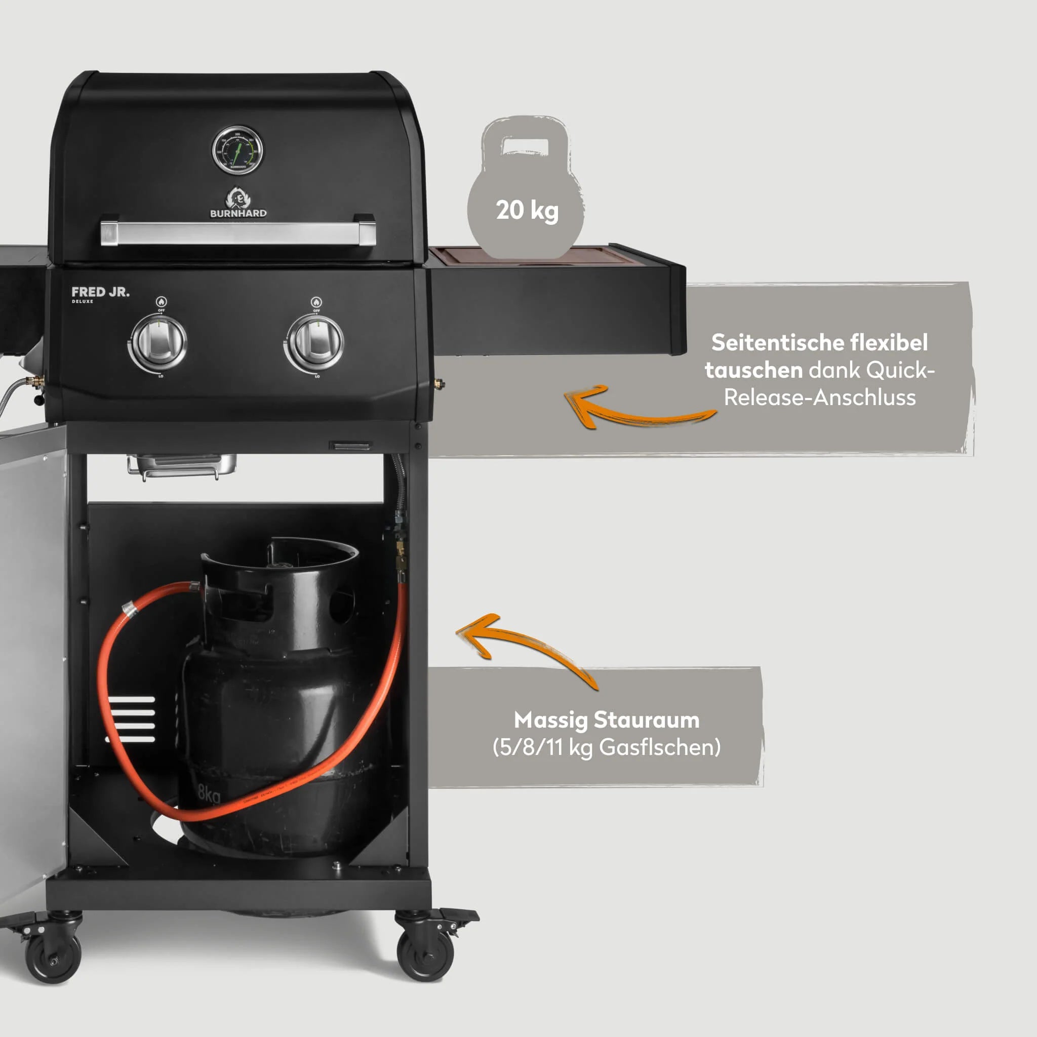 Burnhard FRED Jr. Deluxe Gasgrill Black Edition 2-Brenner mit Edelstahlrost Series 4