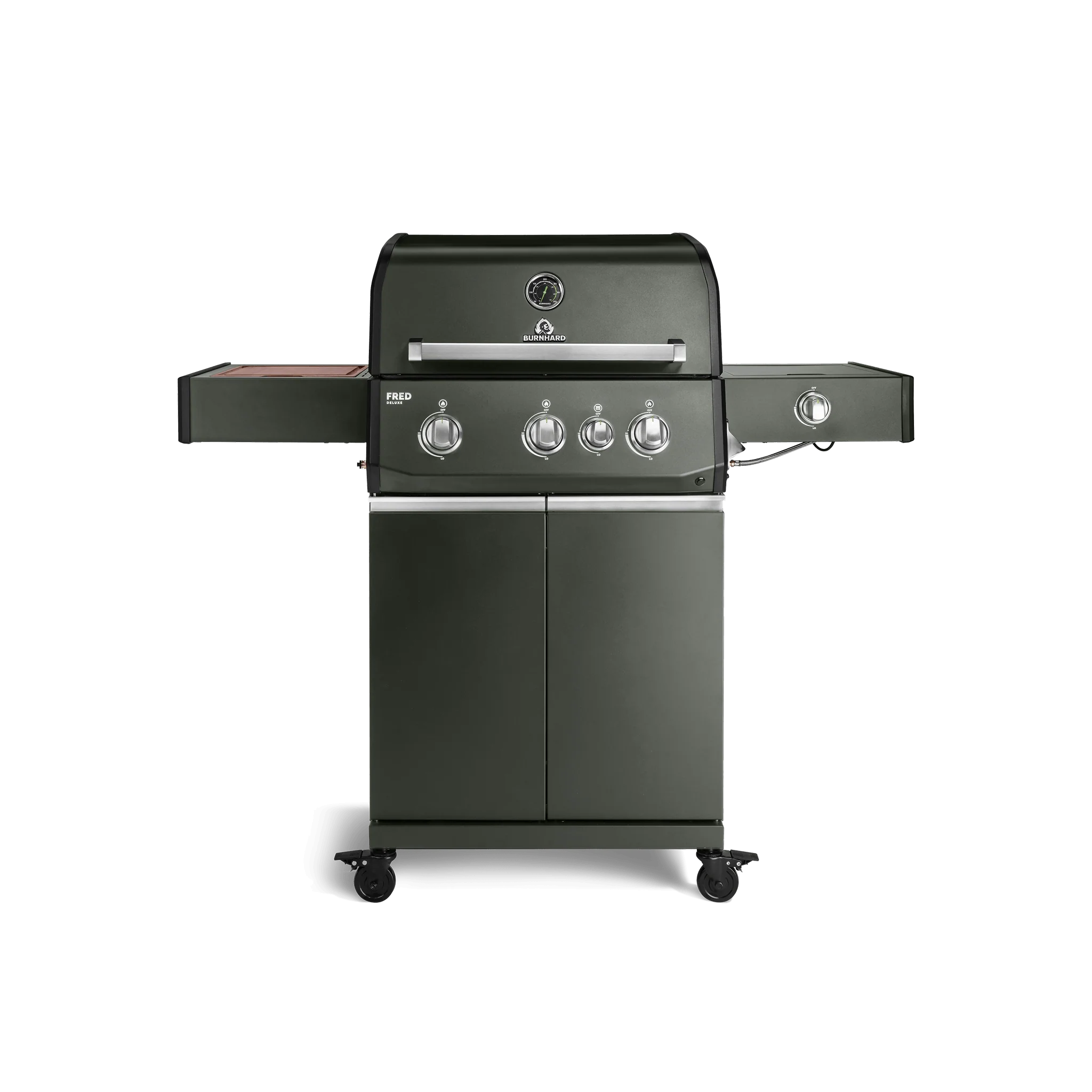 Burnhard FRED Deluxe Gasgrill 3-Brenner Green Edition mit Gusseisenrost Series 4