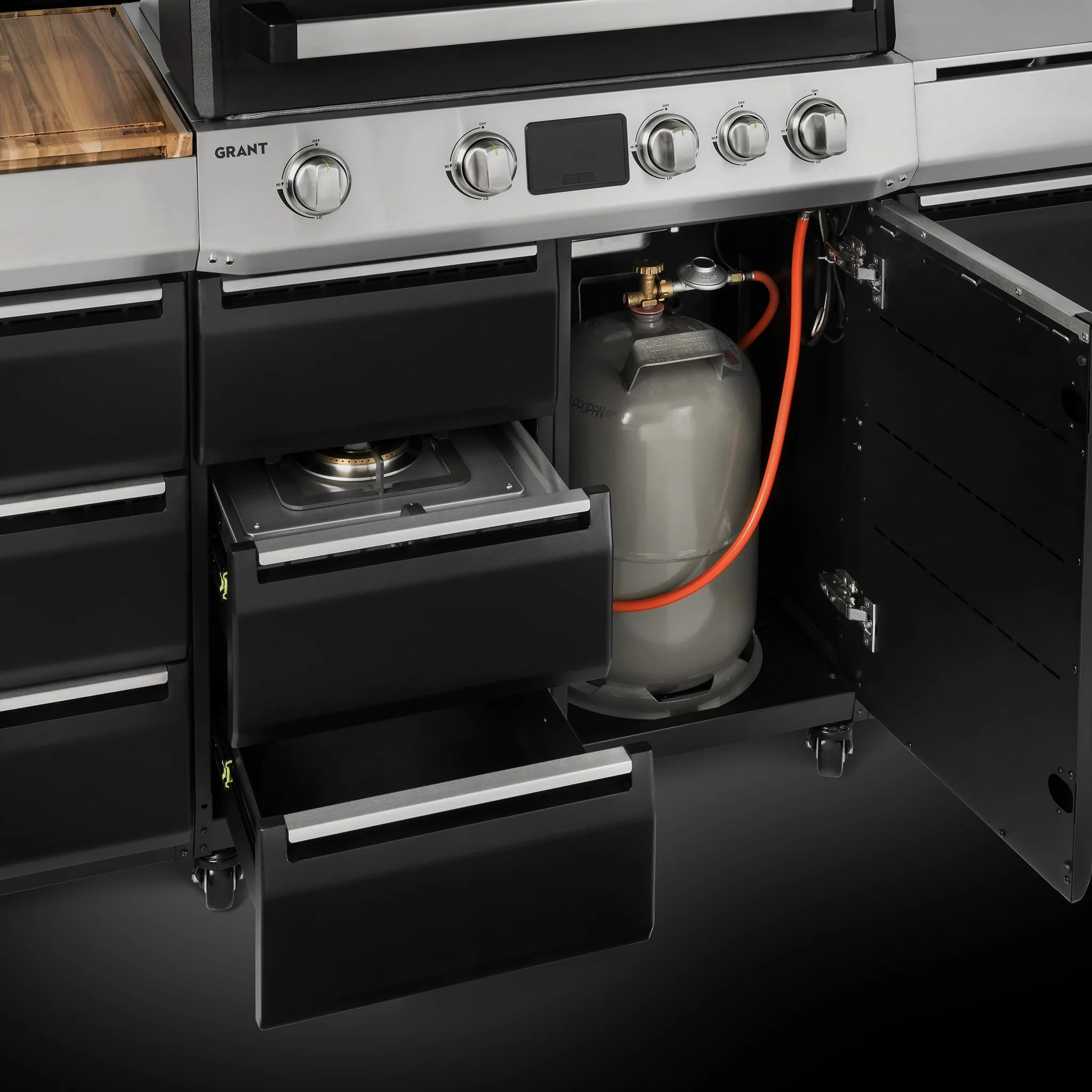 Burnhard GRANT Pro - Modularer Gasgrill 4-Brenner mit Schubladen und Gusseisenrost