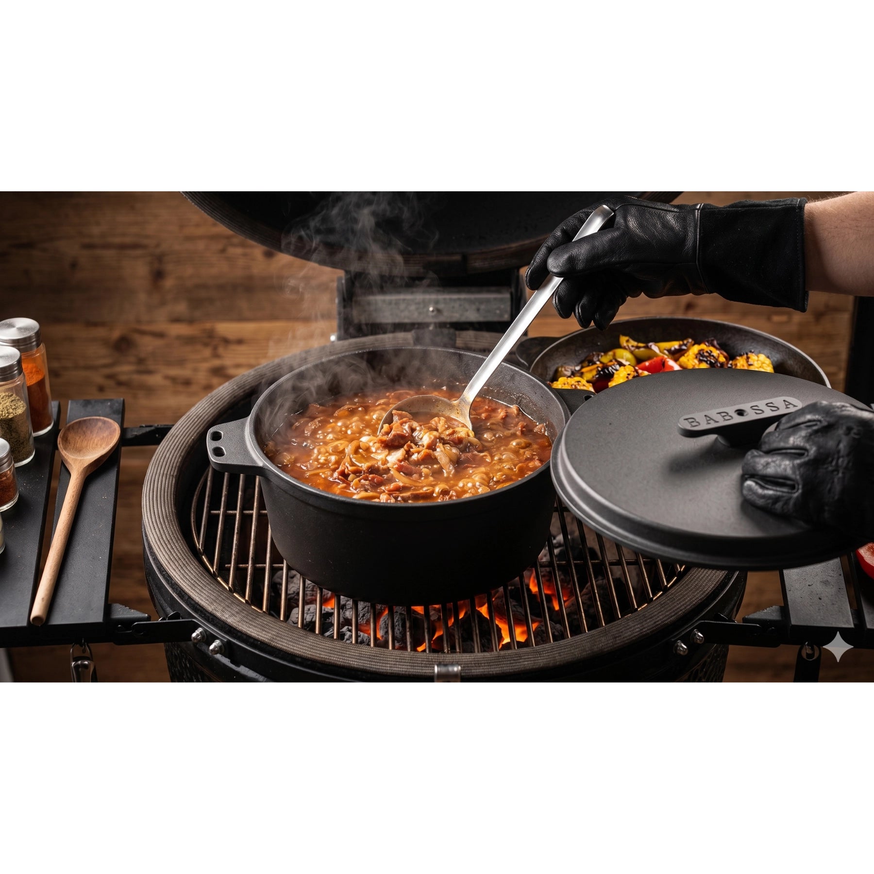 Babossa 4.5er innovativer Gusseiserner Topf | SET Deckelheber & Kreuz | Dutch Oven | Made in Germany