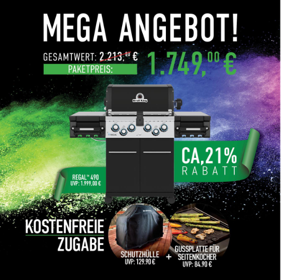 Broil King Regal 490 Bundle inkl. Gussplatte & Abdeckhaube