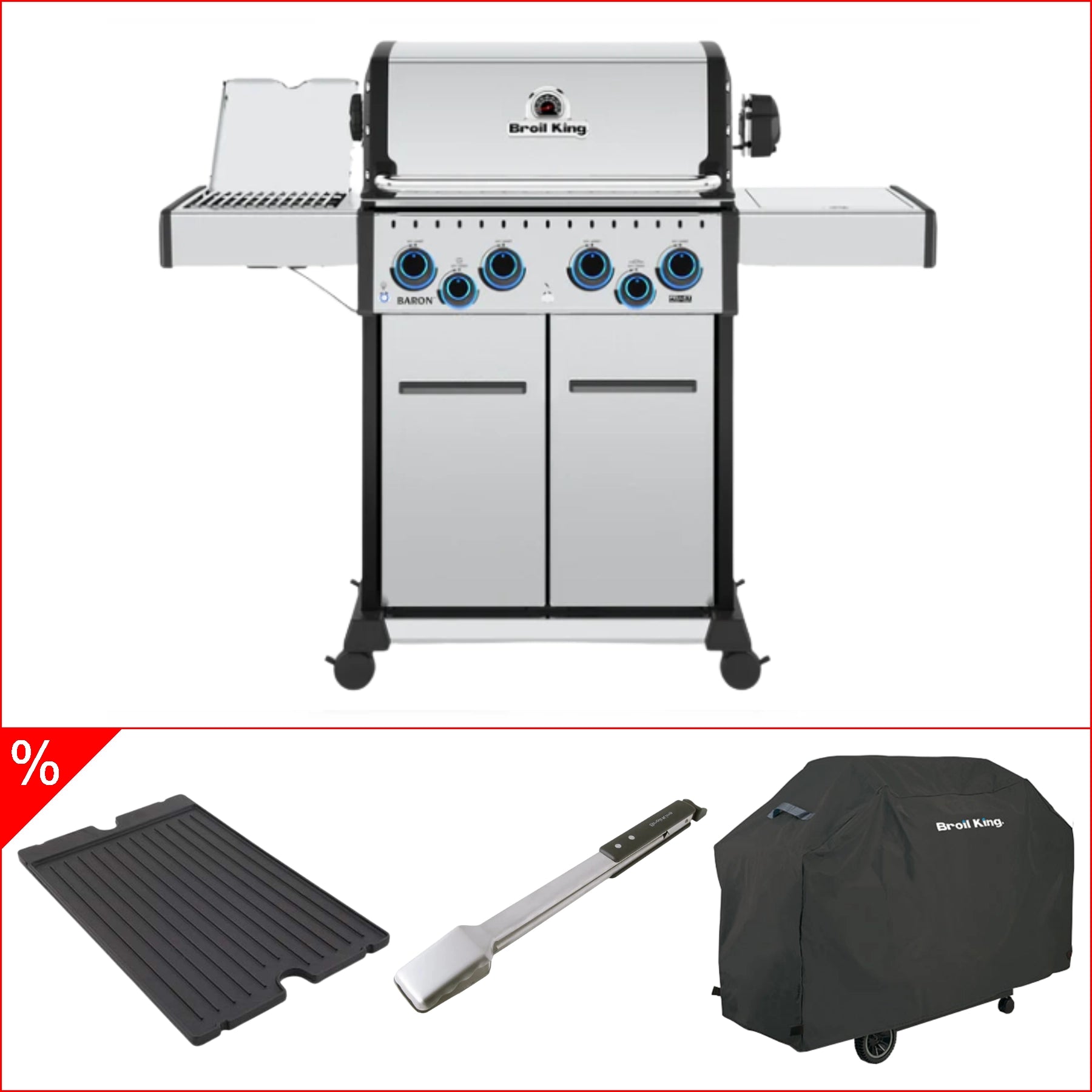 Broil King Baron S 490 IRX Gasgrill (2026) – Set inkl. Infrarot-Brenner, Abdeckhaube, Grillzange & Gussplatte