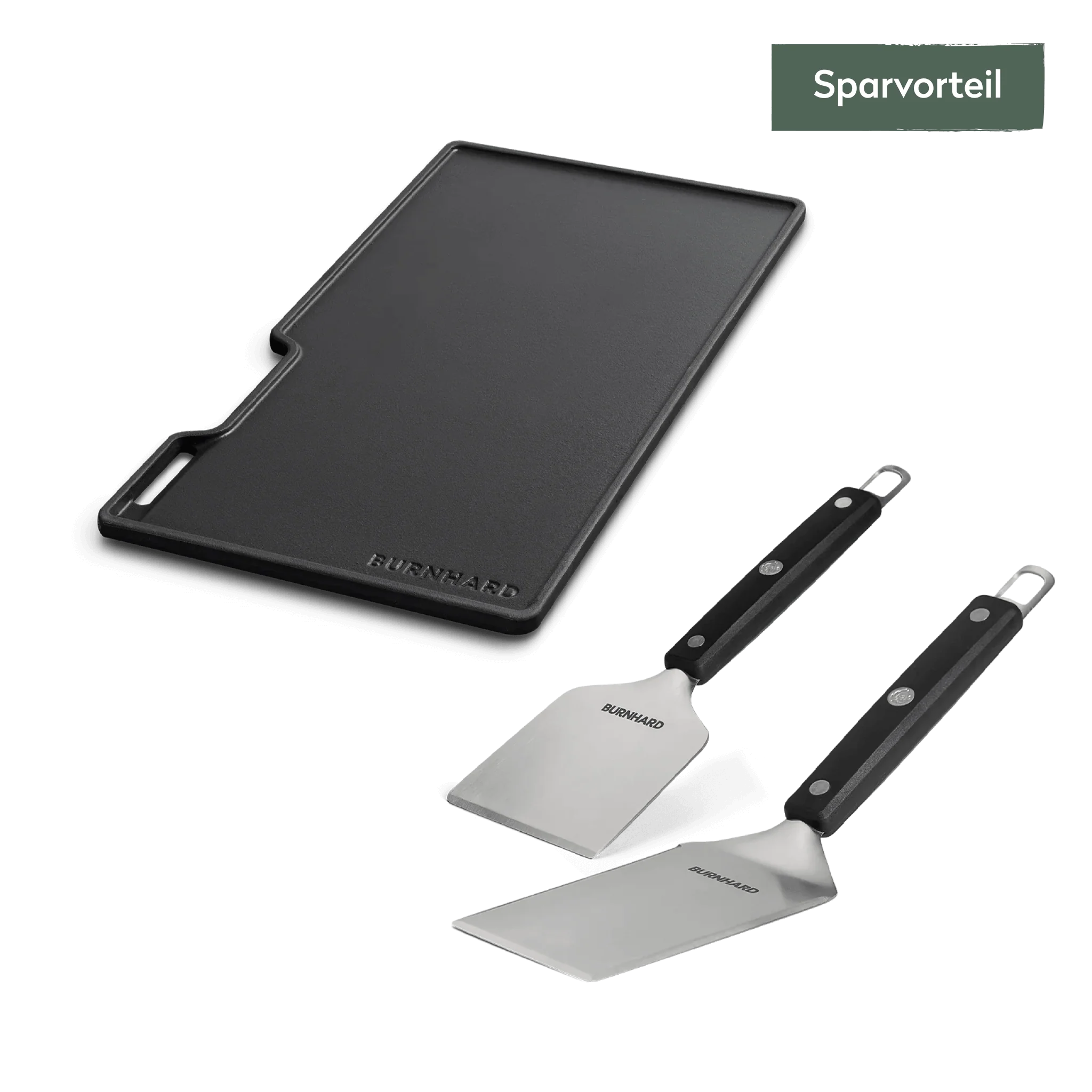 Burnhard Grillplatten Set mit Grillspachtel und Grillschaber EARL