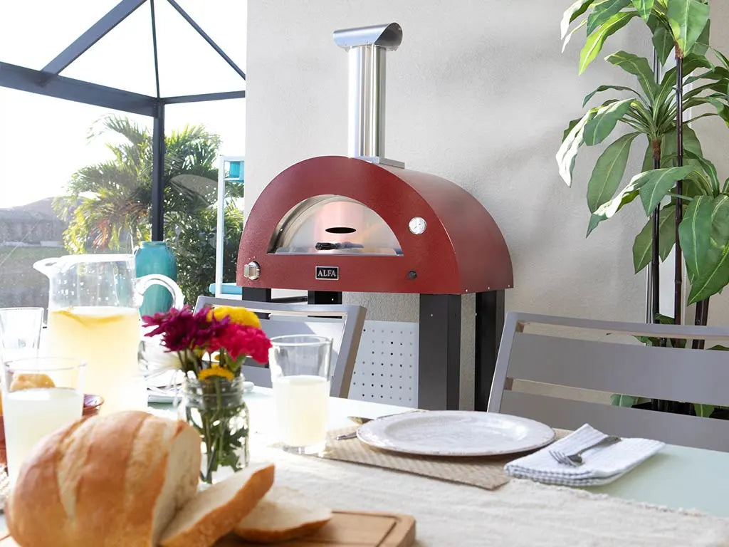 Ofen auf Terasse Alfa Forni Moderno 2 Pizze, Gas/Hybrid, Grau