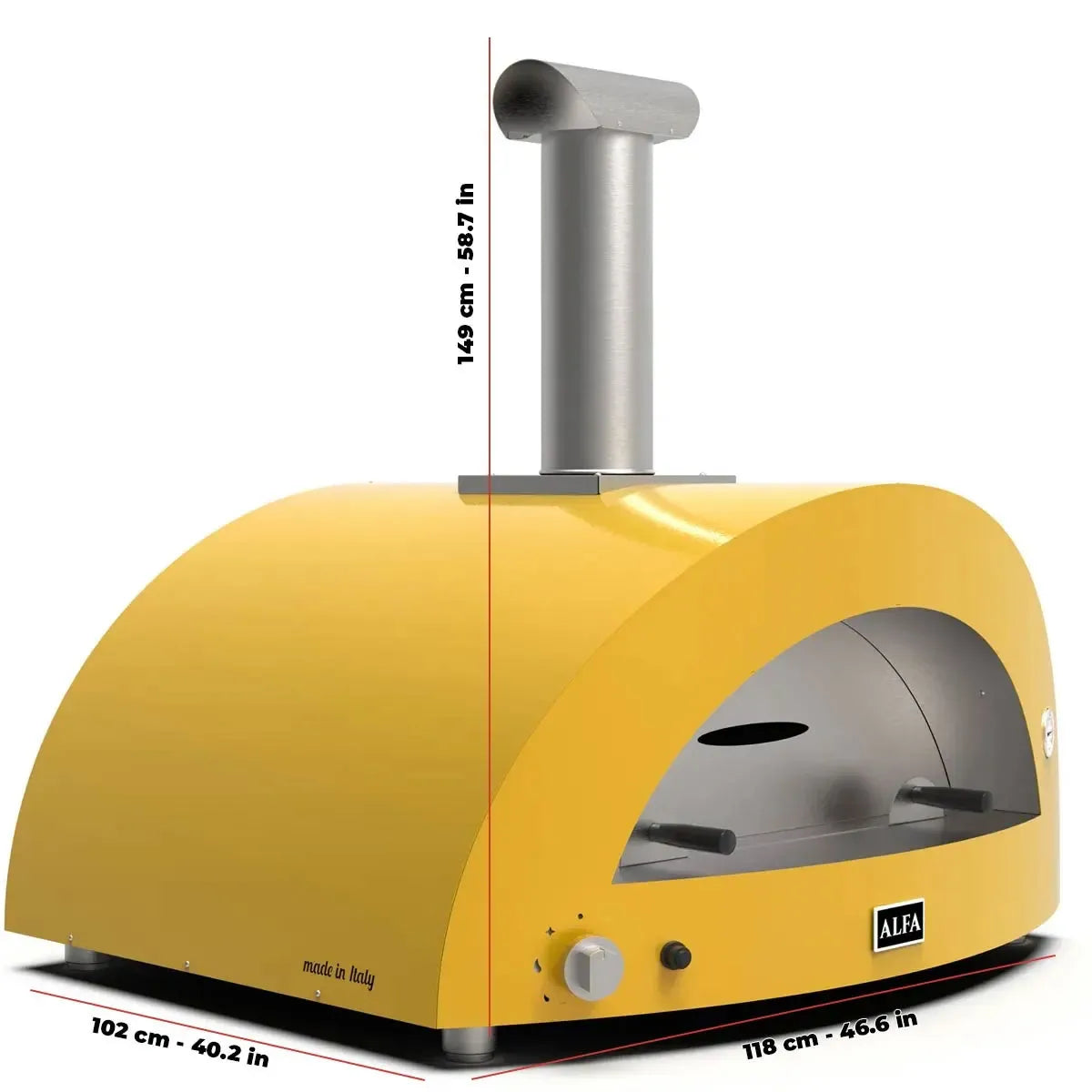 Maße Alfa Forni Moderno 5 Pizze, Gas/Hybrid, Grau