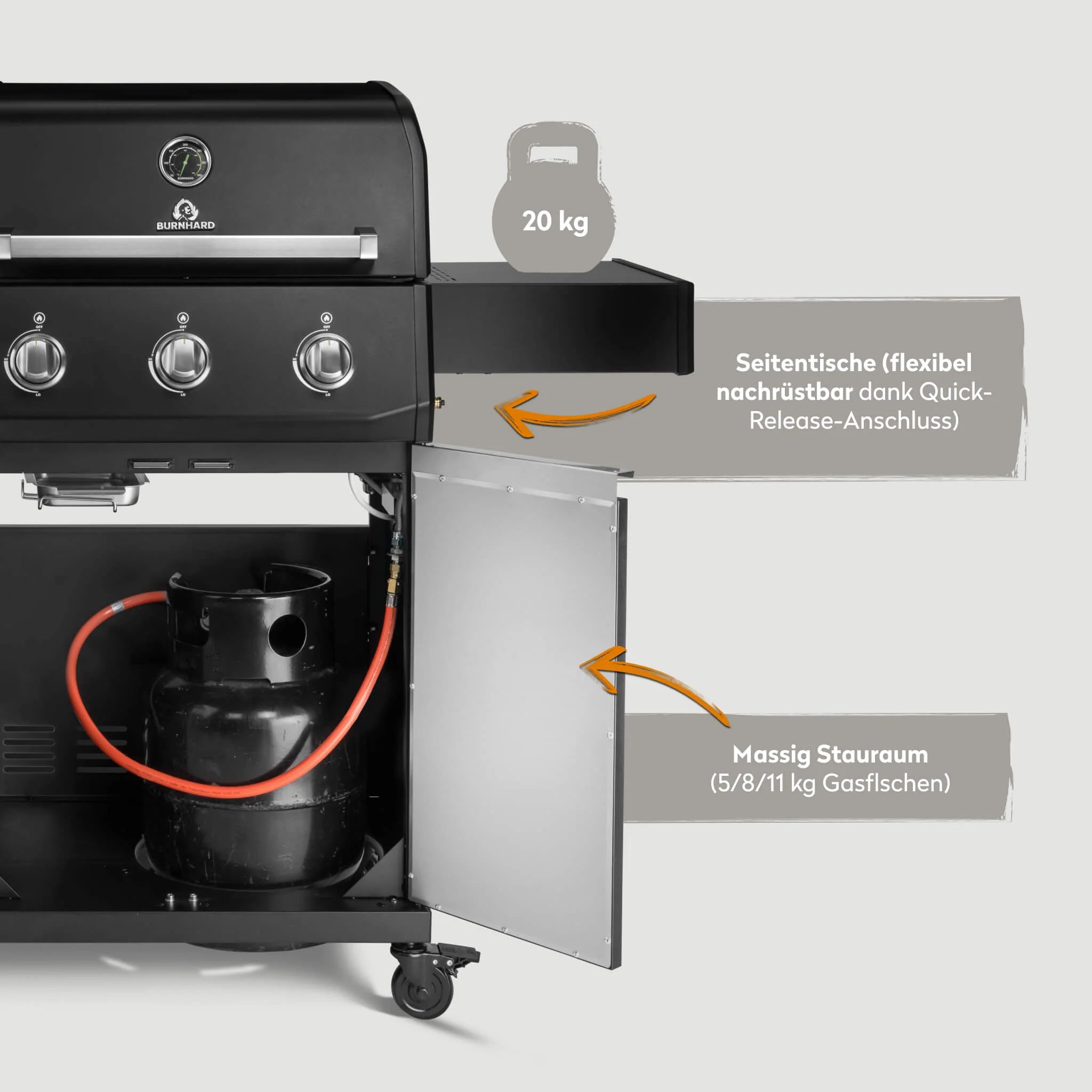 Burnhard FRED Base Gasgrill 3-Brenner mit Edelstahlrost Series 4