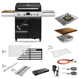 Burnhard GRANT Upgrade - Modularer Gasgrill 4-Brenner mit Türen und Gusseisenrost