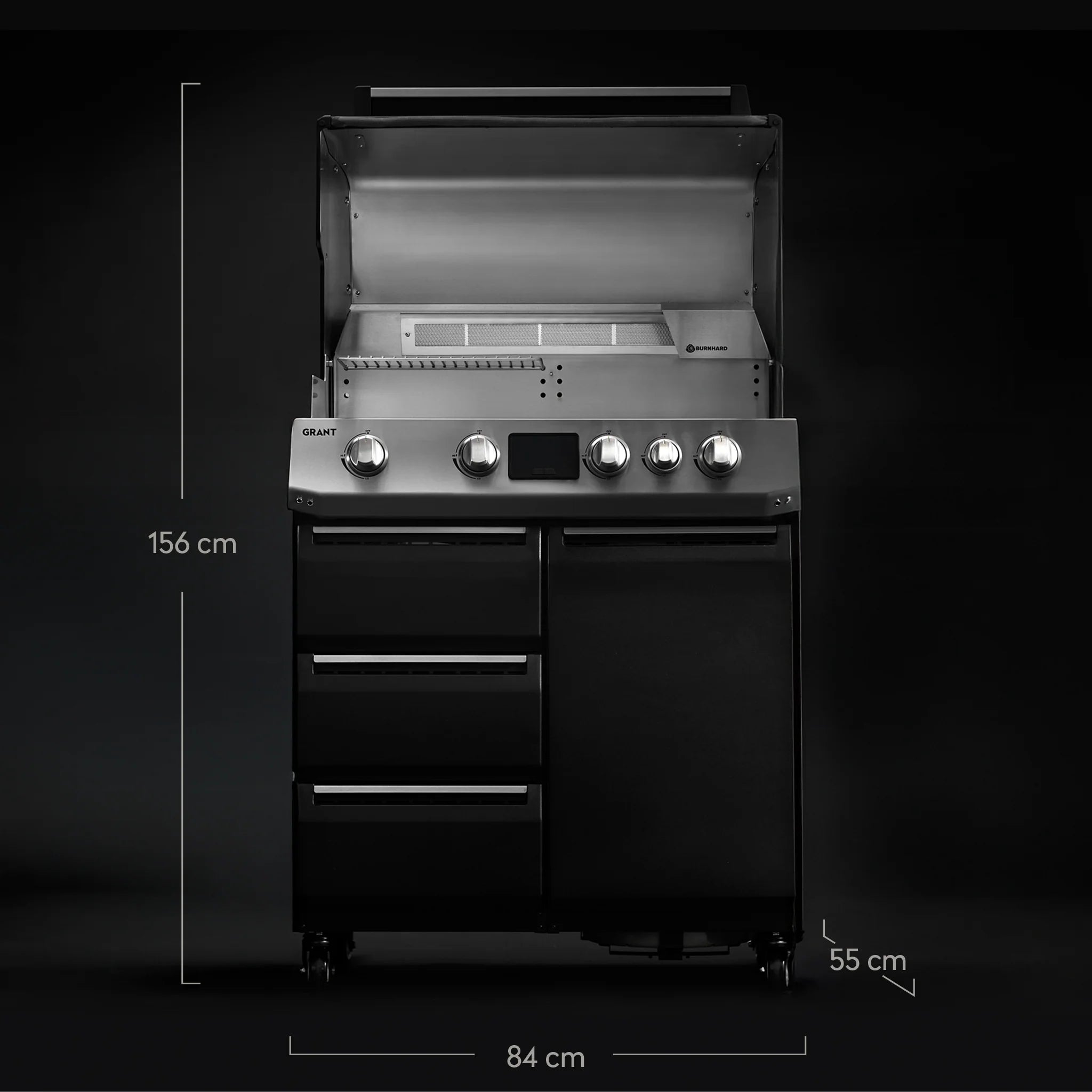 Burnhard GRANT Base - Modularer Gasgrill 4-Brenner mit Schubladen und Edelstahlrost