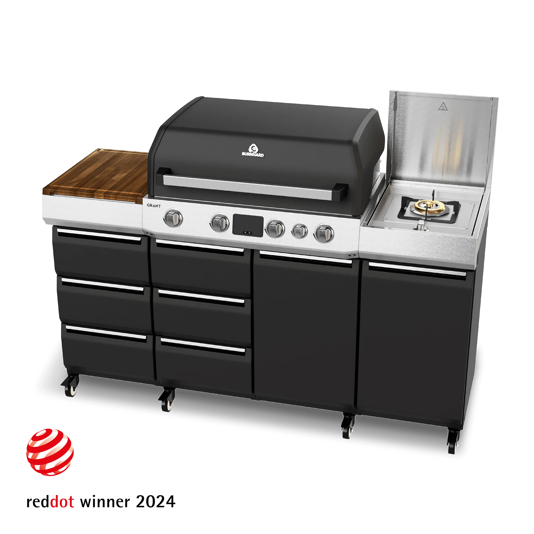 Burnhard GRANT Pro - Modularer Gasgrill 4-Brenner mit Schubladen und Gusseisenrost