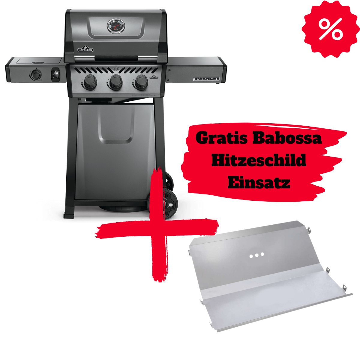 Napoleon Freestyle 365, 3 Hauptbrenner, mit Seitenbrenner inkl. GRATIS Babossa Hitzeschild