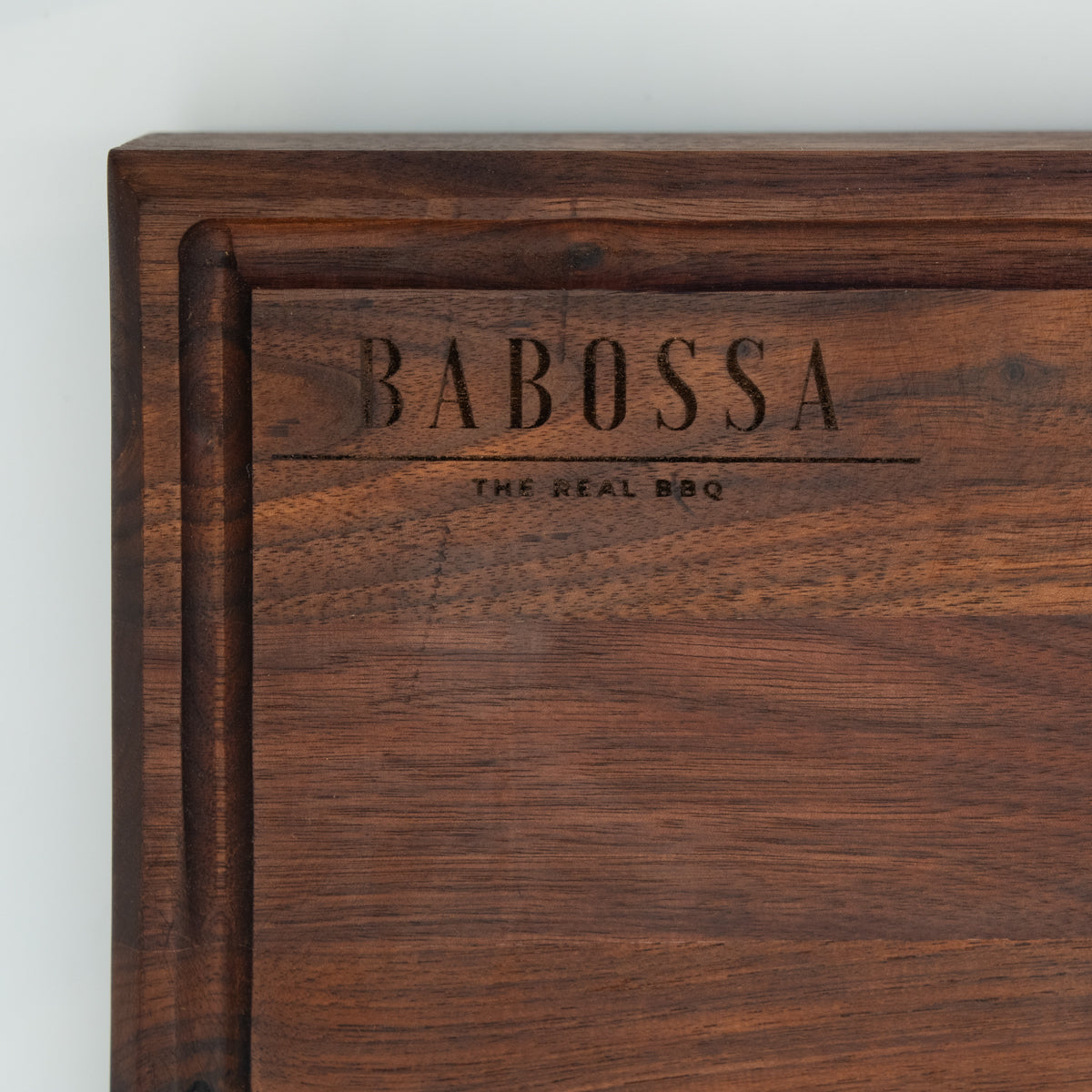 BABOSSA | Nussbaum Schneidebrett XL | Naturkante | Saftrille | 70x40x6 cm