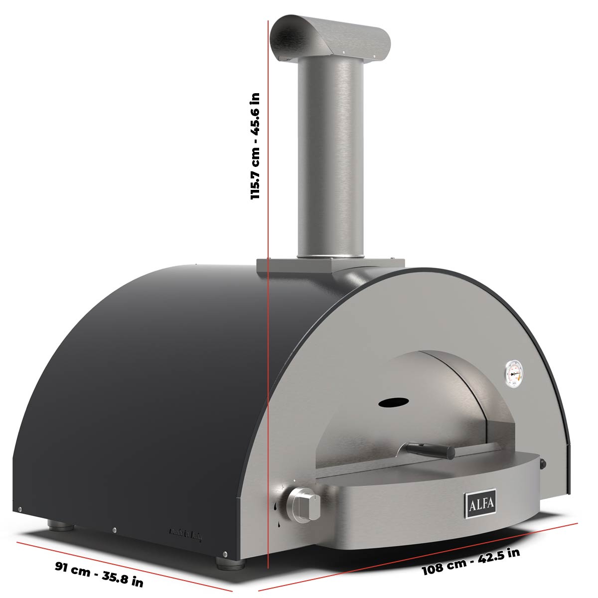 Alfa Forni Classico 4 Pizze, Gas/Hybrid, Grau Seitenansicht