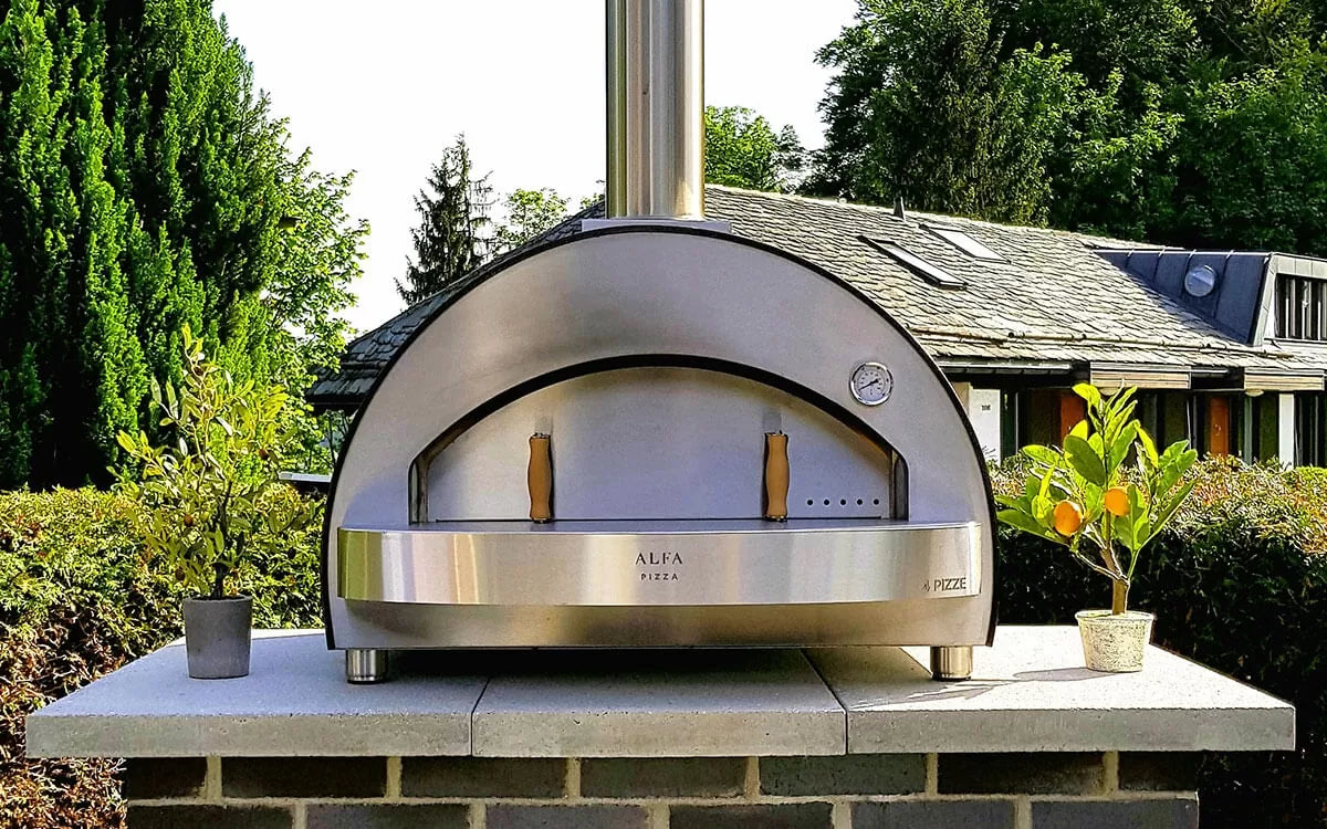 Alfa Forni Classico 4 Pizze, Holz, Kupfer