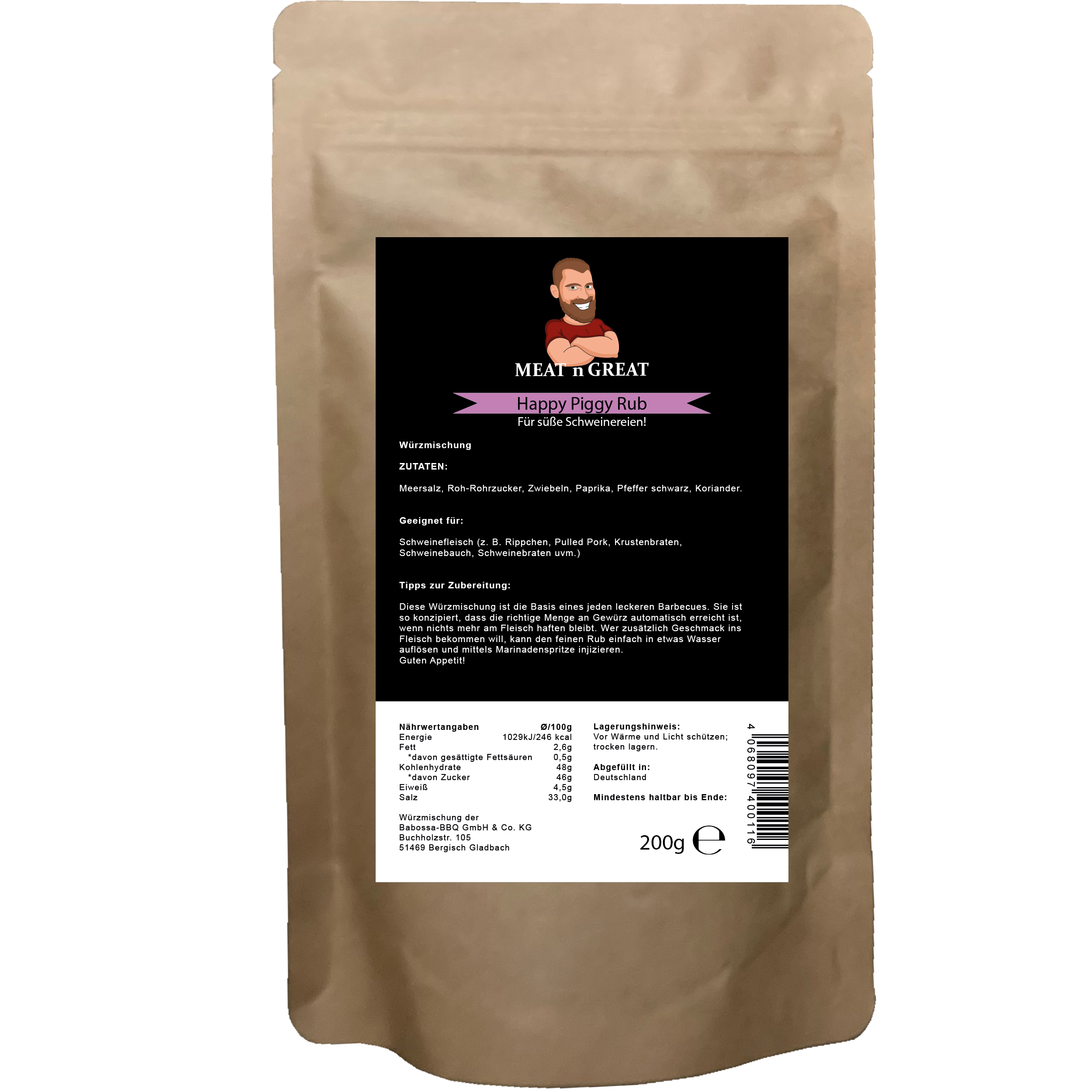 Produktbild Meat 'n' Great Happy Piggy Rub Nachfüllbeutel 200 g
