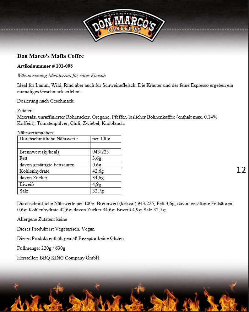 Don Marco´s Mafia Coffee Rub, 160g Glass